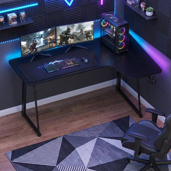 Gamingtisch L-förmig rechts 160 x 100 x 75 cm schwarz