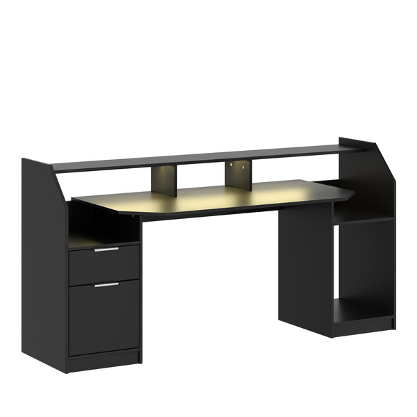 Gamingtisch LED REGULUS 180 x 66 x 91 cm schwarz
