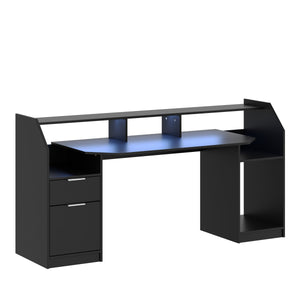 Gamingtisch LED REGULUS 180 x 66 x 91 cm schwarz