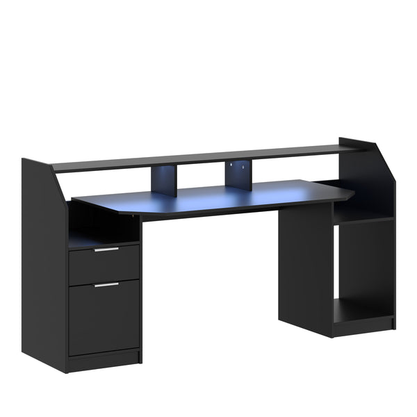 Gamingtisch LED REGULUS 180 x 66 x 91 cm schwarz