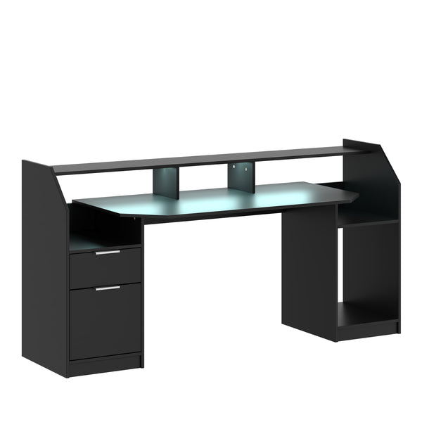 Gamingtisch LED REGULUS 180 x 66 x 91 cm schwarz