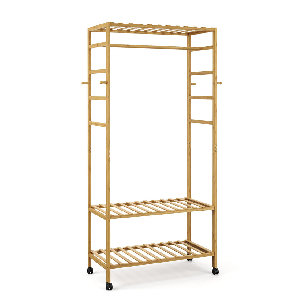 Garderobe Bambus mit Rollen ASTRID natur