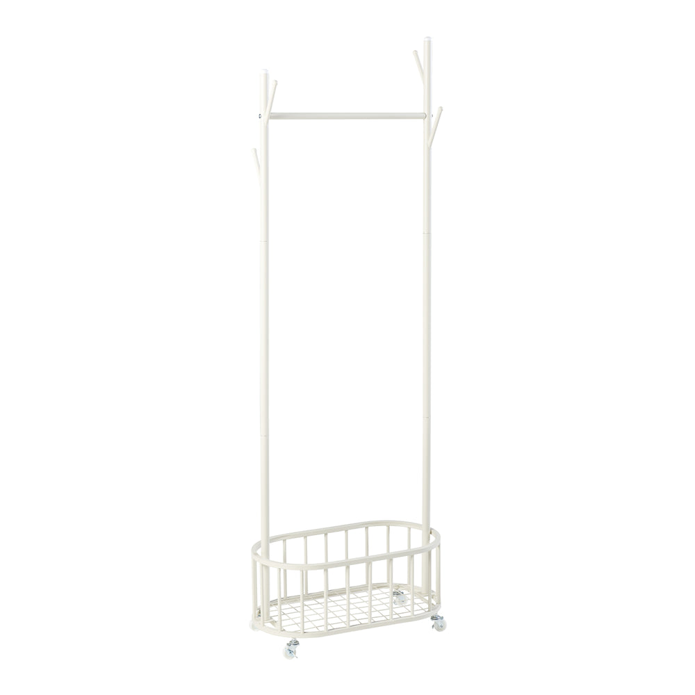 Rollbarer Garderobenständer Stahl Weiss