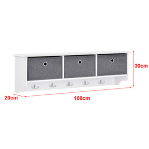 Porte-manteau mural Horsens avec boîtes de rangement, 100 x 20 x 30 cm