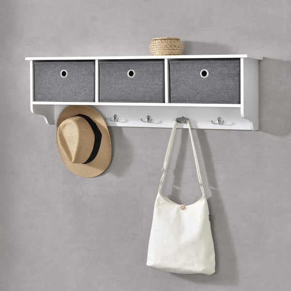 Porte-manteau mural Horsens avec boîtes de rangement, 100 x 20 x 30 cm