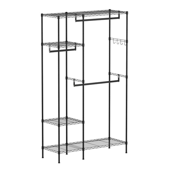 Garderobe Kleiderständer 114 x 195 cm mit 3 Stangen schwarz