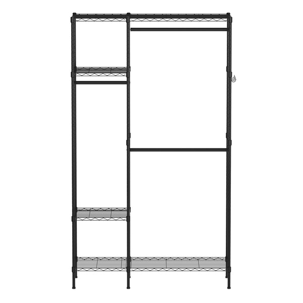 Garderobe Kleiderständer 114 x 195 cm mit 3 Stangen schwarz