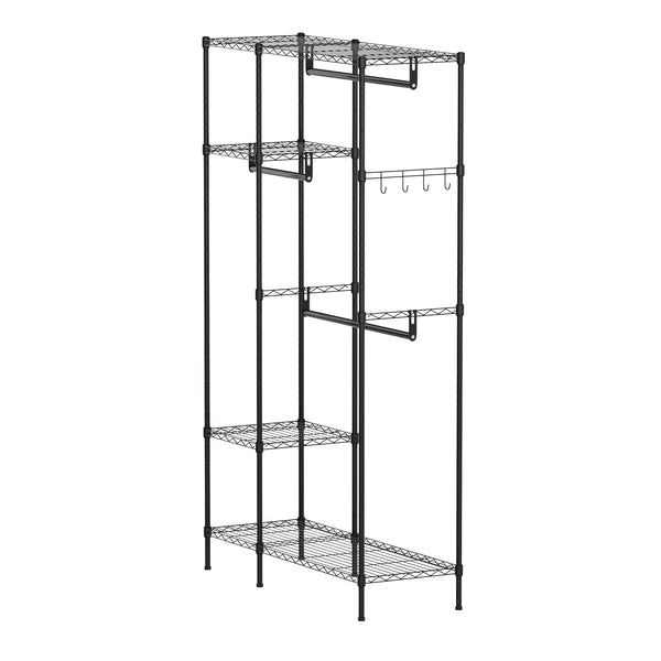 Garderobe Kleiderständer 114 x 195 cm mit 3 Stangen schwarz