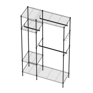 Garderobe Kleiderständer 114 x 195 cm mit 3 Stangen schwarz