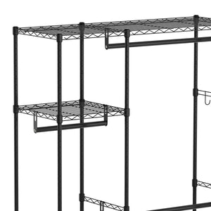 Garderobe Kleiderständer 114 x 195 cm mit 3 Stangen schwarz