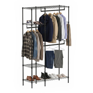 Garderobe Kleiderständer 114 x 195 cm mit 3 Stangen schwarz