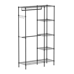 Garderobe Kleiderständer 114 x 195 cm mit 2 Stangen schwarz