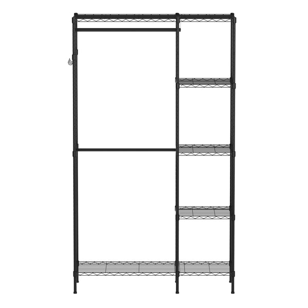 Garderobe Kleiderständer 114 x 195 cm mit 2 Stangen schwarz