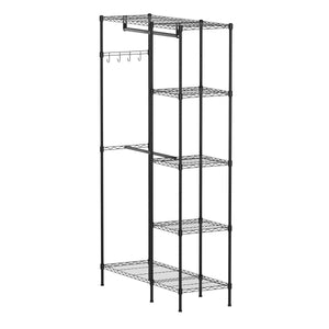 Garderobe Kleiderständer 114 x 195 cm mit 2 Stangen schwarz