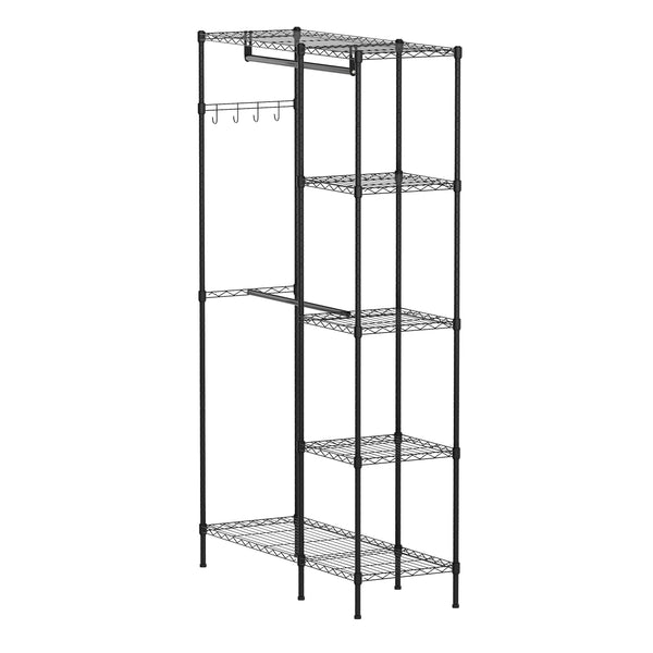 Garderobe Kleiderständer 114 x 195 cm mit 2 Stangen schwarz