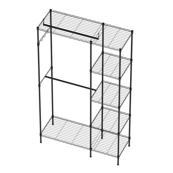 Garderobe Kleiderständer 114 x 195 cm mit 2 Stangen schwarz