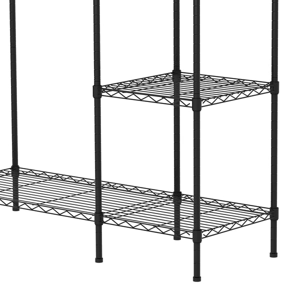 Garderobe Kleiderständer 114 x 195 cm mit 2 Stangen schwarz