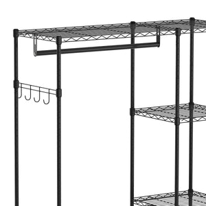 Garderobe Kleiderständer 114 x 195 cm mit 2 Stangen schwarz