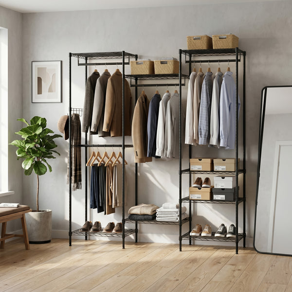 Garderobe Kleiderständer 174 x 195 cm schwarz