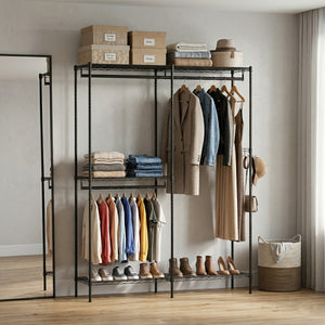 Garderobe Kleiderständer 75 x 195 cm schwarz