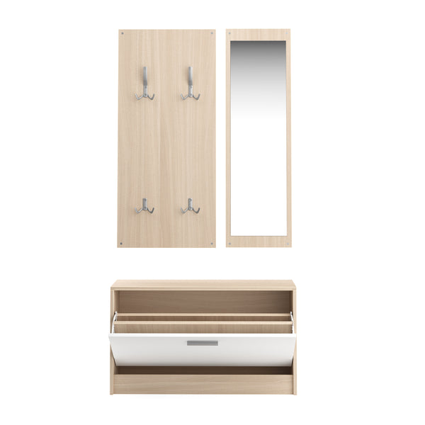 Wardrobe set LUCAS white/natural