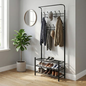Wardrobe with 3 shoe shelves, black