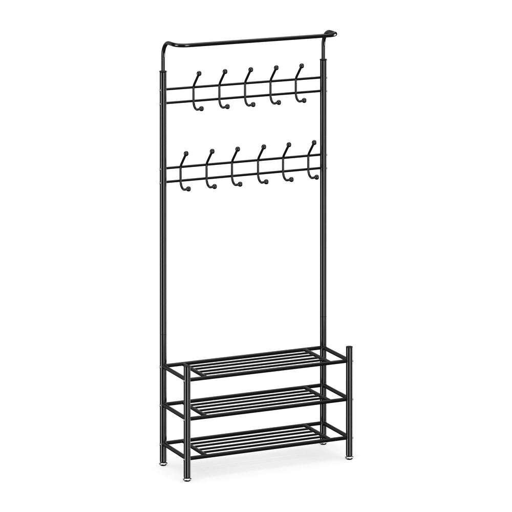 Garderobe mit 3 Schuhablagen schwarz