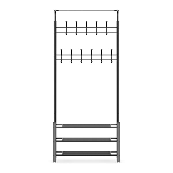 Wardrobe with 3 shoe shelves, black