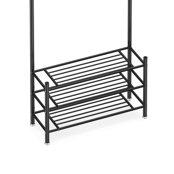 Wardrobe with 3 shoe shelves, black
