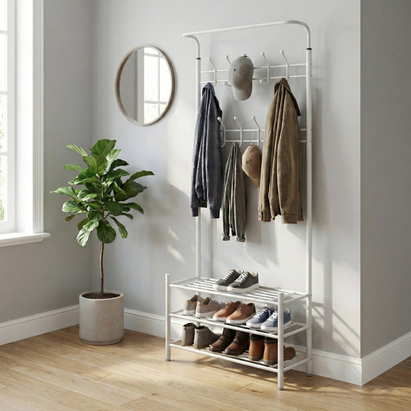 Wardrobe with 3 shoe shelves, white