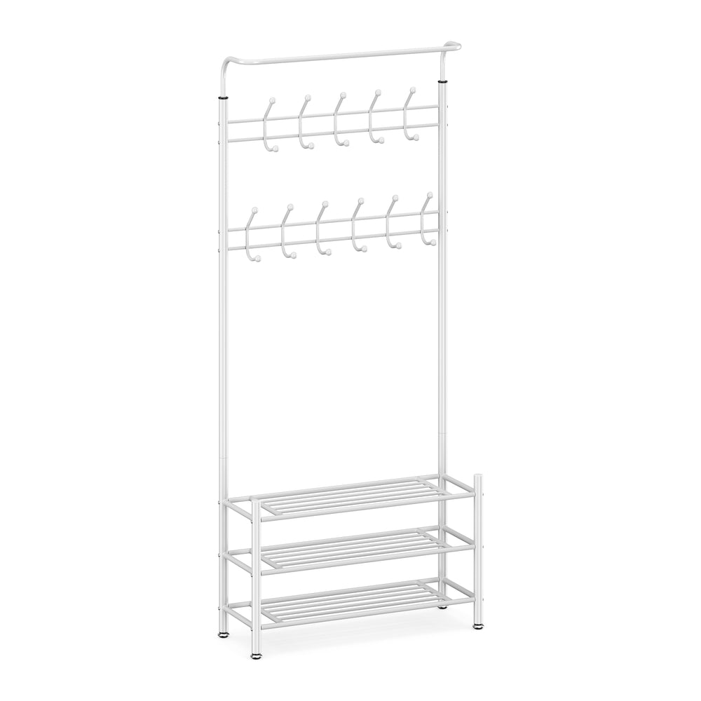 Garderobe mit 3 Schuhablagen weiss
