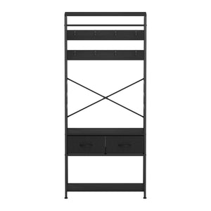 Garderobe Schuhregal mit 2 Schubladen 80 x 180 cm schwarz