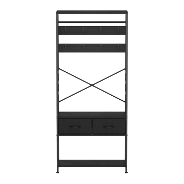 Garderobe Schuhregal mit 2 Schubladen 80 x 180 cm schwarz