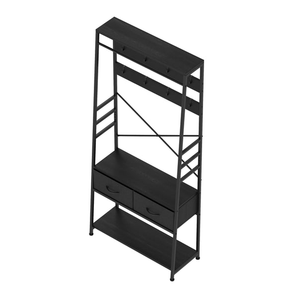 Garderobe Schuhregal mit 2 Schubladen 80 x 180 cm schwarz