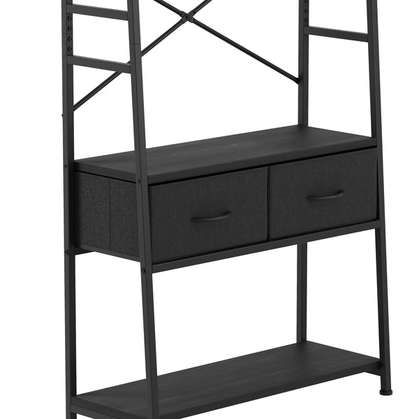 Garderobe Schuhregal mit 2 Schubladen 80 x 180 cm schwarz