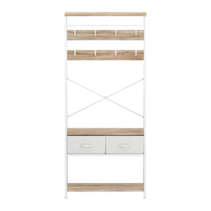 Garderobe Schuhregal mit 2 Schubladen 80 x 180 cm weiss