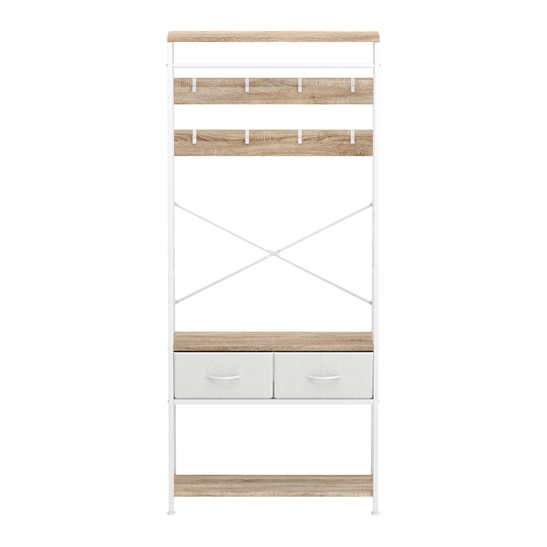 Garderobe Schuhregal mit 2 Schubladen 80 x 180 cm weiss