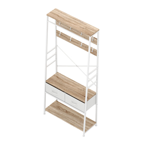 Garderobe Schuhregal mit 2 Schubladen 80 x 180 cm weiss