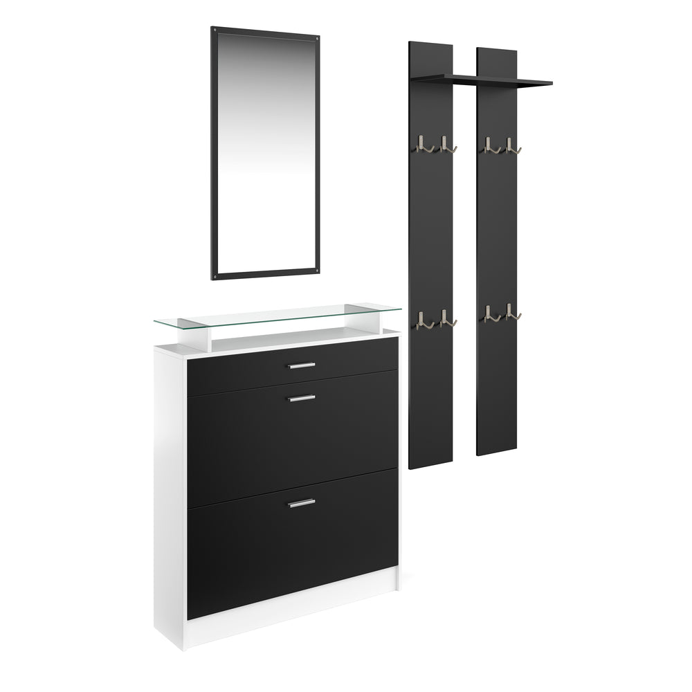Garderobe Set KASPER schwarz/weiss