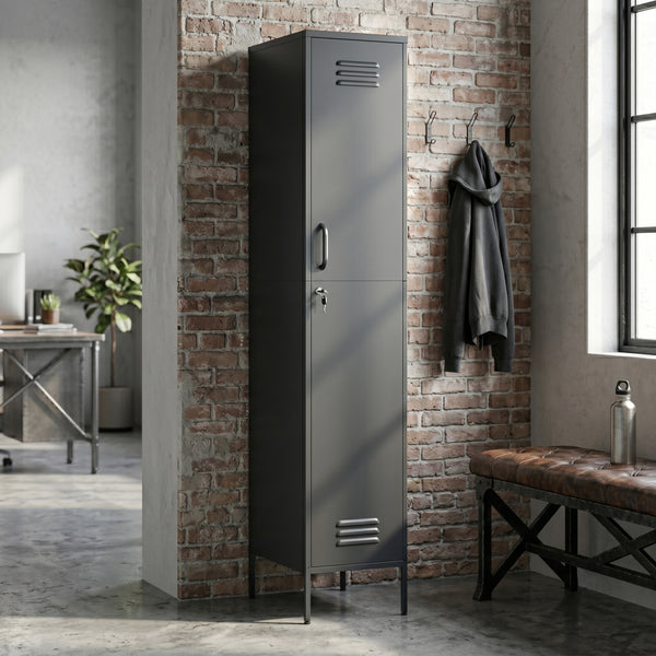 Garderobe Spind Metall OREN mit 4 Böden 35 x 180 cm anthrazit