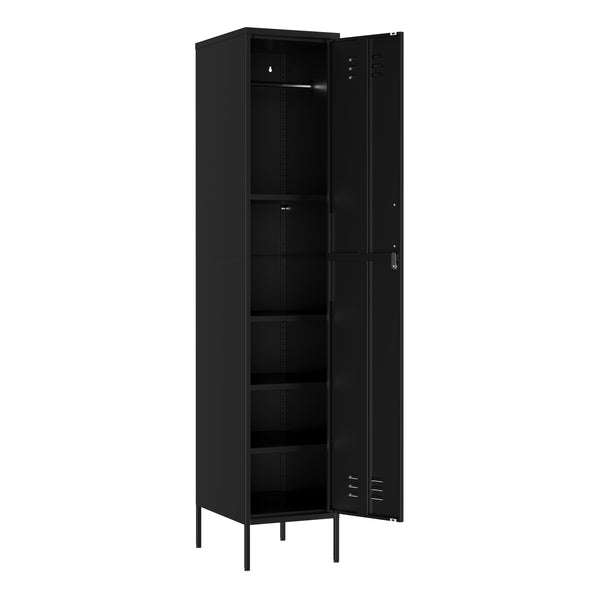 Garderobe Spind Metall OREN mit 4 Böden 35 x 180 cm schwarz