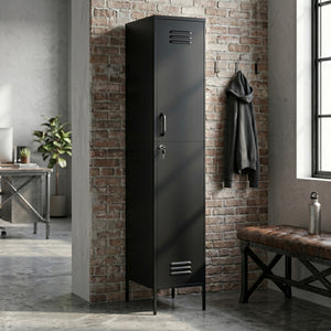 Garderobe Spind Metall OREN mit 4 Böden 35 x 180 cm schwarz