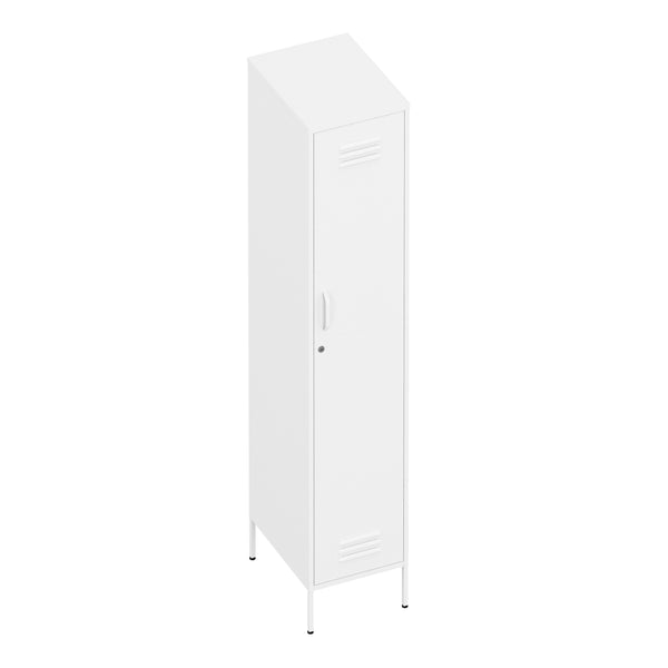 Garderobe Spind Metall OREN mit 4 Böden 35 x 180 cm weiss