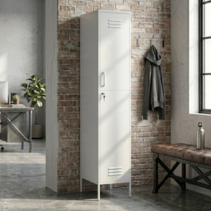Garderobe Spind Metall OREN mit 4 Böden 35 x 180 cm weiss