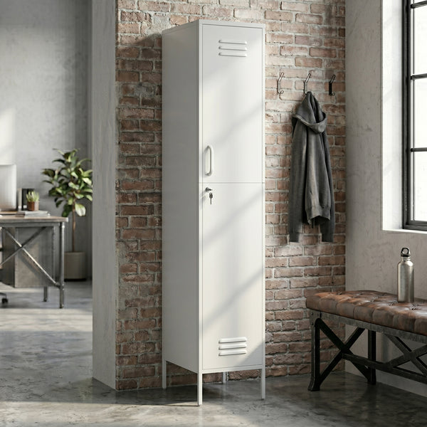 Garderobe Spind Metall OREN mit 4 Böden 35 x 180 cm weiss