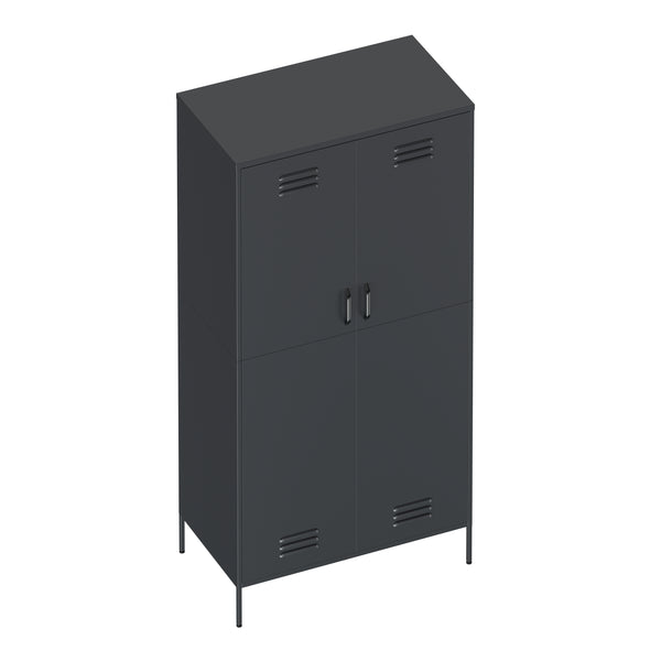 Garderobe Spind Metall mit 2 Türen 90 x 180 cm anthrazit