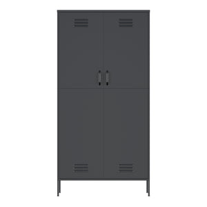 Garderobe Spind Metall mit 2 Türen 90 x 180 cm anthrazit