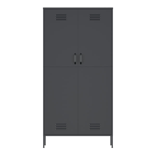 Garderobe Spind Metall mit 2 Türen 90 x 180 cm anthrazit