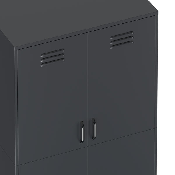Garderobe Spind Metall mit 2 Türen 90 x 180 cm anthrazit