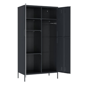 Garderobe Spind Metall mit 2 Türen 90 x 180 cm anthrazit